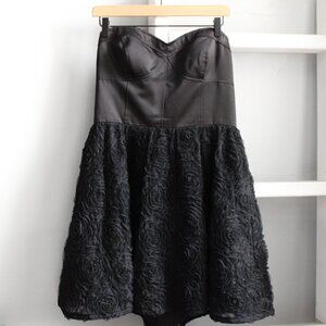 Adrianna Pappel Black Strapless Corset Fit &‎ Flare Rosette Mini Dress Size 12